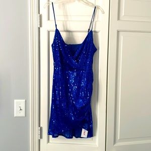 Blue sequined mini-dress- boutique-Med